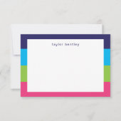 明るいラグビーストライプズパーソナライズされたノートカード サンキューカード (正面)