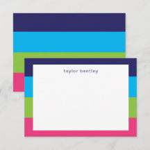 明るいラグビーストライプズパーソナライズされたノートカード