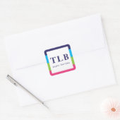 明るいラグビーストライプズモノグラムのシール スクエアシール (封筒)