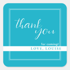 明るいリッチスカイブルーありがとうステッカー スクエアシール