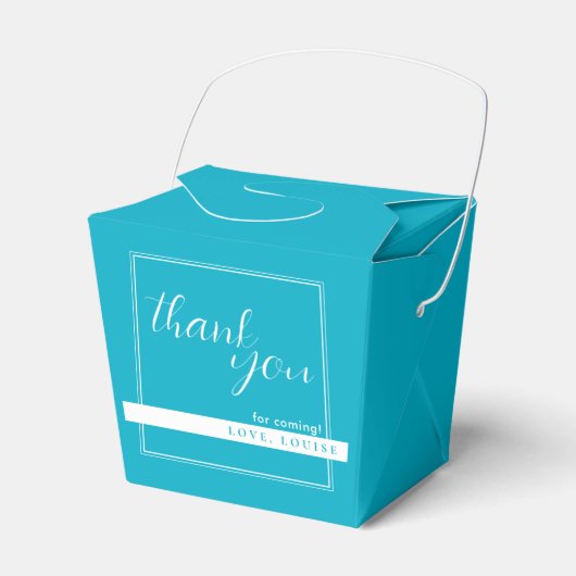 明るいリッチスカイブルーサンキューオファーボックスを取り出す フェイバーボックス (正面サイド)