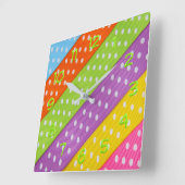 明るいリボン水玉模様パターン壁時計 スクエア壁時計 (傾斜)