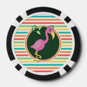 明るいレインボーにピンクのフラミンゴストライプ ポーカーチップ (裏面)