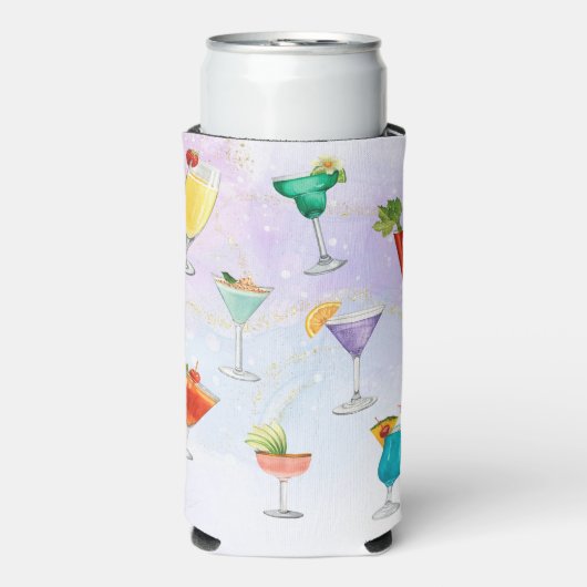 明るいレインボーのカクテルパーティーおもしろいドリンク祝 スリム缶クーラー (Seltzer正面)