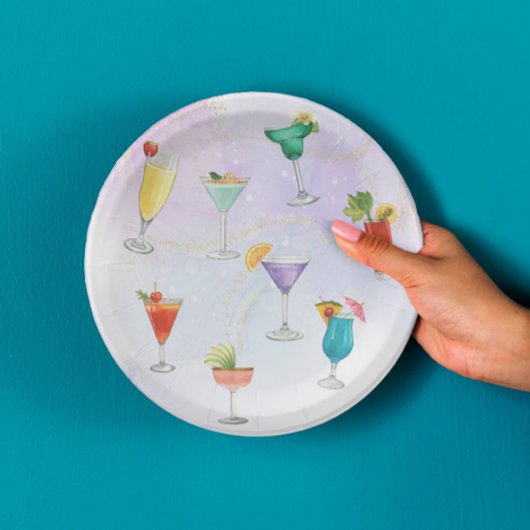 明るいレインボーのカクテルパーティーおもしろいドリンク祝 ペーパープレート