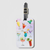 明るいレインボーのカクテルパーティーおもしろいドリンク祝 ラゲッジタグ (正面縦)