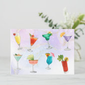 明るいレインボーカクテルパーティーおもしろいドリンクのお祝い シーズンカード (スタンド正面)