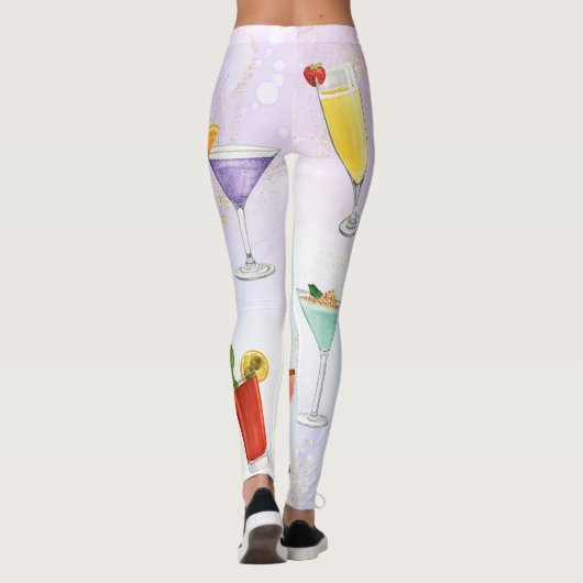 明るいレインボーカクテルパーティーおもしろい飲料 レギンス (裏面)