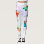 明るいレインボーカクテルパーティーおもしろい飲料 レギンス (正面)