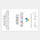 明るいレインボーカラフルハートソープラベル 長方形シール (正面)