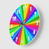 明るいレインボーカラフルレイ、壁時計虹 ラージ壁時計 (傾斜)