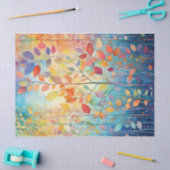 明るいレインボーカラフル紅葉デコページ 薄葉紙 (クラフト)