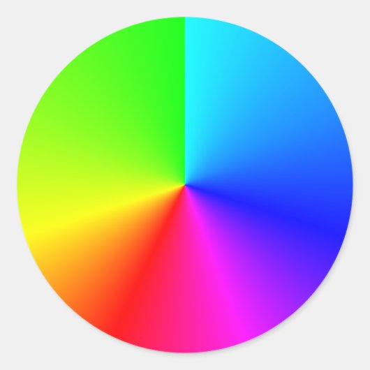 明るいレインボーカラーの放射状グラデーション ラウンドシール (正面)