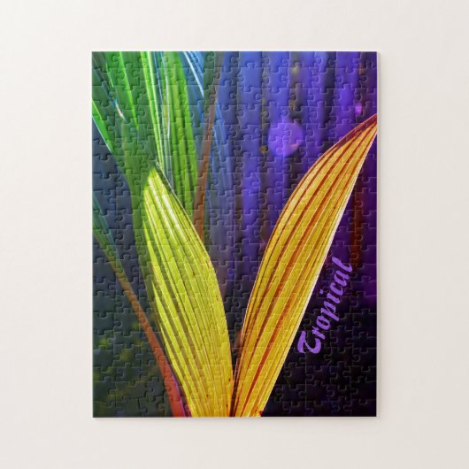明るいレインボーカラーズトロピカルパーム ジグソーパズル (縦)