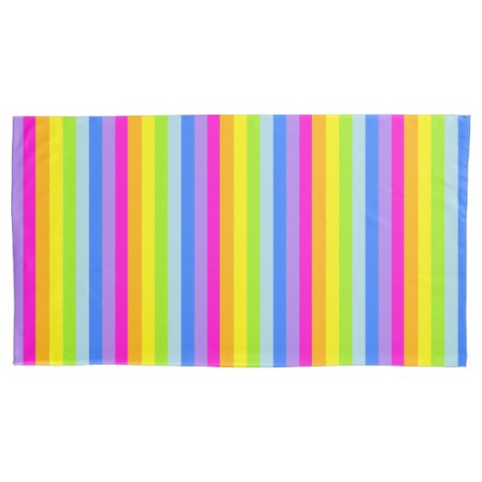 明るいレインボーストライプカラフル枕 枕カバー (正面左)