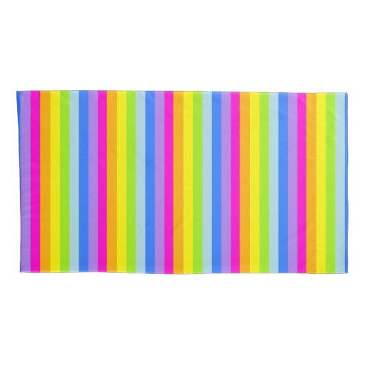 明るいレインボーストライプカラフル枕 枕カバー (裏面-右)