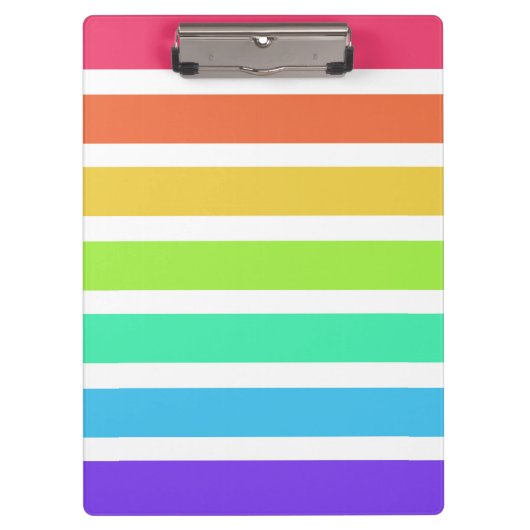 明るいレインボーストライプズ クリップボード (正面)