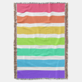 明るいレインボーストライプズ スローブランケット