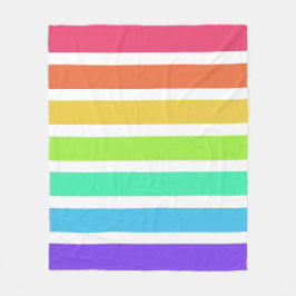 明るいレインボーストライプズ フリースブランケット