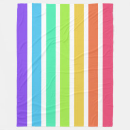 明るいレインボーストライプズ フリースブランケット