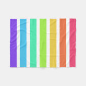 明るいレインボーストライプズ フリースブランケット (正面(横))