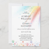 明るいレインボーバブルライトLGBTQハンドスティング 招待状 (正面)