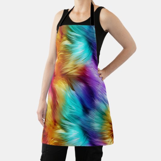 明るいレインボーフェイクモンファーテクスチャ エプロン (インサイチュ)
