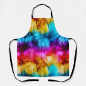 明るいレインボーフェイクモンファーテクスチャ エプロン (正面)