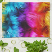 明るいレインボーフェイクモンファーテクスチャ キッチンタオル (折り畳み)