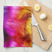 明るいレインボーフェイクモンファーテクスチャ キッチンタオル (四つ折り)