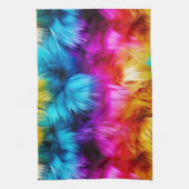 明るいレインボーフェイクモンファーテクスチャ キッチンタオル (縦)