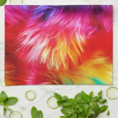 明るいレインボーフェイクモンファーテクスチャ キッチンタオル (折り畳み)