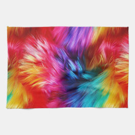 明るいレインボーフェイクモンファーテクスチャ キッチンタオル