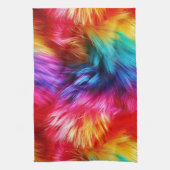 明るいレインボーフェイクモンファーテクスチャ キッチンタオル (縦)