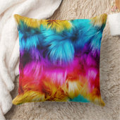 明るいレインボーフェイクモンファーテクスチャ クッション (ブランケット)