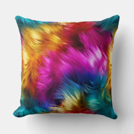 明るいレインボーフェイクモンファーテクスチャ クッション