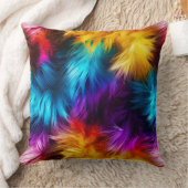 明るいレインボーフェイクモンファーテクスチャ クッション (ブランケット)