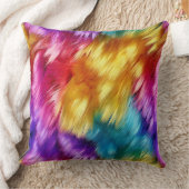 明るいレインボーフェイクモンファーテクスチャ クッション (ブランケット)