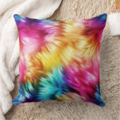 明るいレインボーフェイクモンファーテクスチャ クッション (ブランケット)