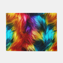 明るいレインボーフェイクモンファーテクスチャ ドアマット