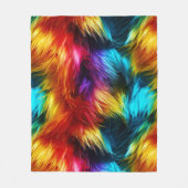 明るいレインボーフェイクモンファーテクスチャ フリースブランケット (正面)
