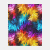 明るいレインボーフェイクモンファーテクスチャ フリースブランケット (正面)