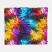 明るいレインボーフェイクモンファーテクスチャ フリースブランケット (正面(横))