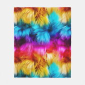 明るいレインボーフェイクモンファーテクスチャ フリースブランケット (正面)