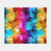 明るいレインボーフェイクモンファーテクスチャ フリースブランケット (正面(横))