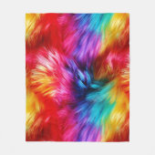 明るいレインボーフェイクモンファーテクスチャ フリースブランケット (正面)