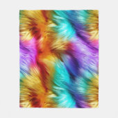 明るいレインボーフェイクモンファーテクスチャ フリースブランケット (正面)
