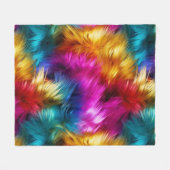 明るいレインボーフェイクモンファーテクスチャ フリースブランケット (正面(横))