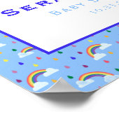 明るいレインボーブルースカイ赤ちゃんシャワー ポスター (角)