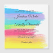 明るいレインボーモダンLGBTQ陽気なゲイ結婚ズ マグネット招待状 (正面)